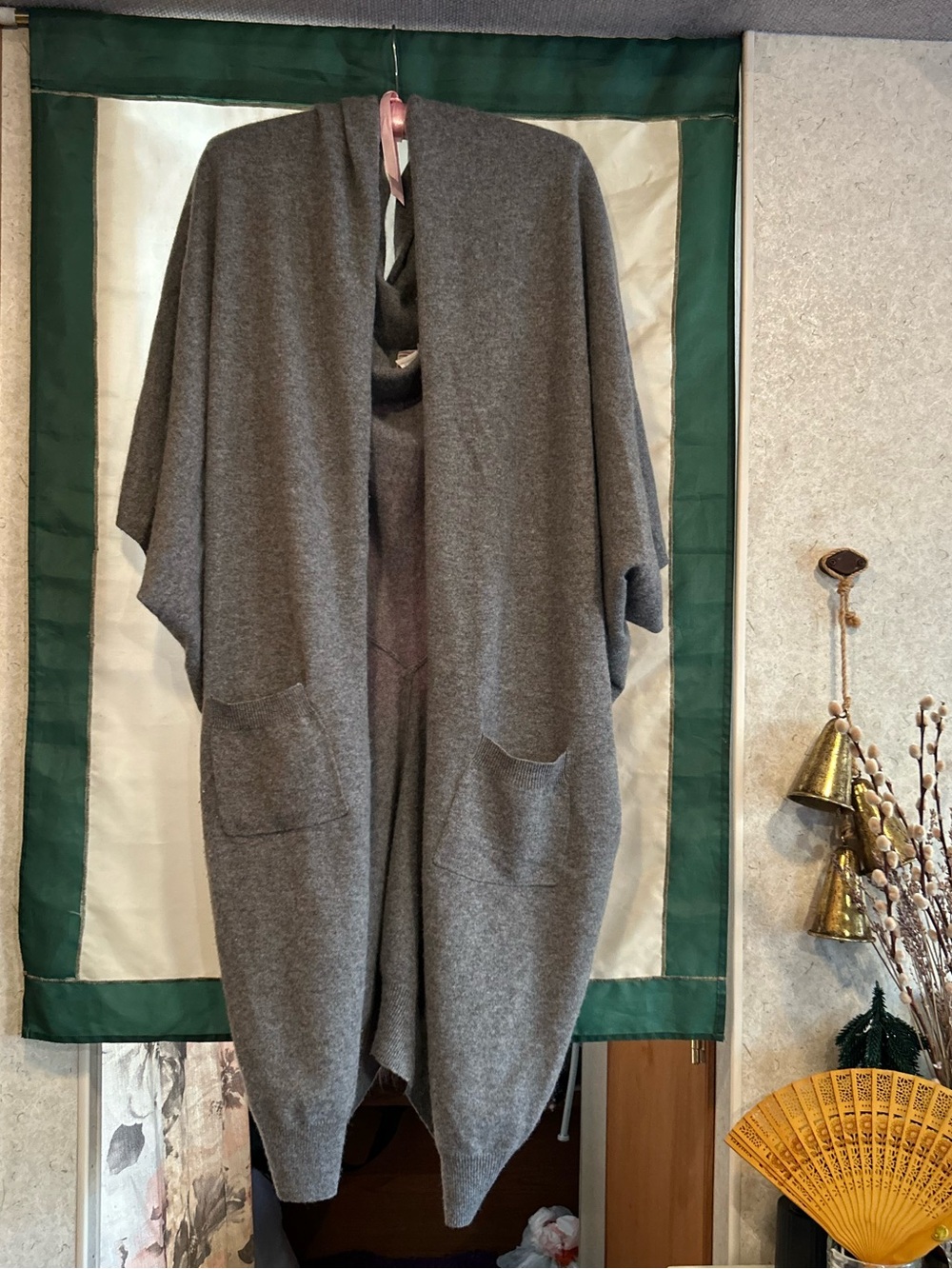 Cozy Oversized Gray Open-Front Women's Coat